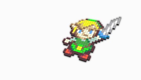 Легенда о zelda, персонаж, белый, кубики, ссылка