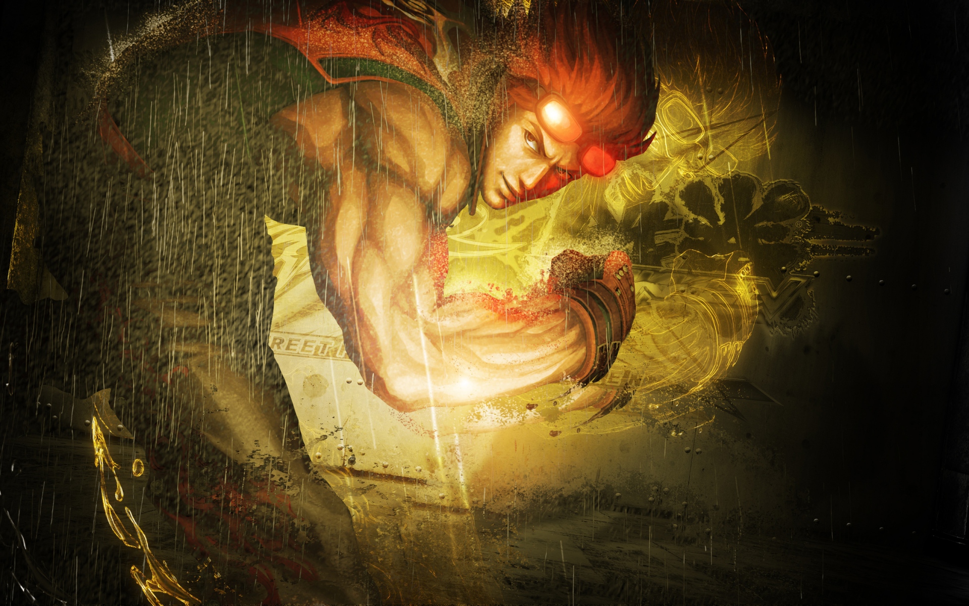 Картинки Уличный истребитель x tekken, истребитель, дождь, взгляд, очки фото и обои на рабочий стол