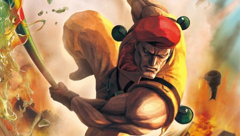 Уличный боец ??x tekken, солдат, взгляд, прыжок