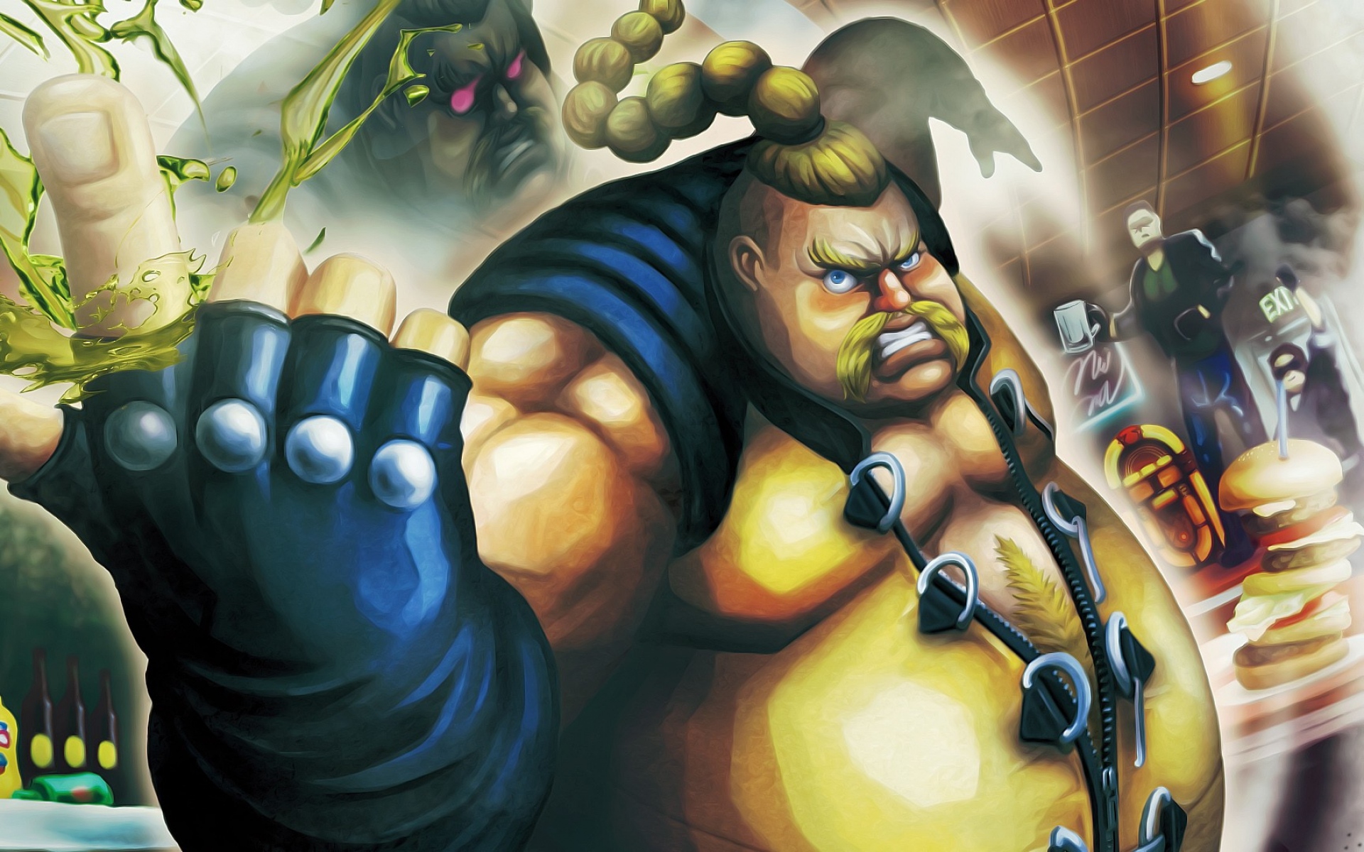 Картинки Уличный истребитель x tekken, руфус, жир, истребитель фото и обои на рабочий стол