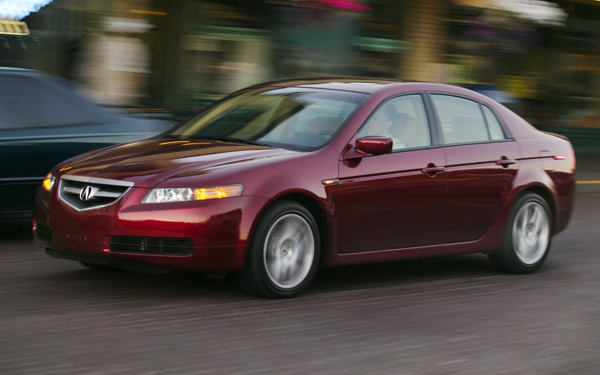Картинки Acura, tl, 2004, красный, вид сбоку, стиль, автомобили, скорость, огни, улица фото и обои на рабочий стол