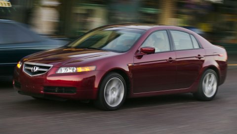 Acura, tl, 2004, красный, вид сбоку, стиль, автомобили, скорость, огни, улица