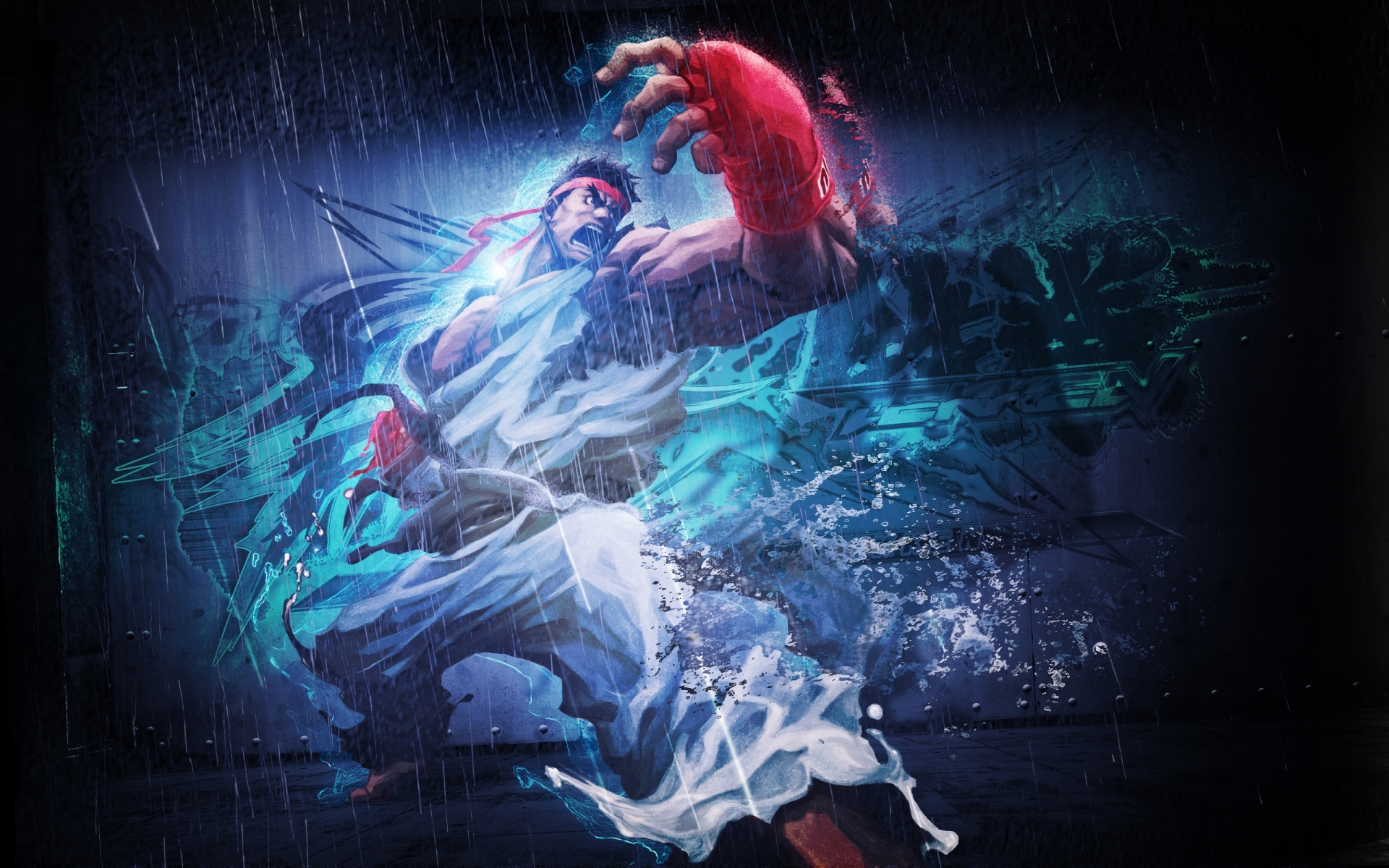 Картинки Уличный истребитель x tekken, рю, сердитый, дождь, одежда фото и обои на рабочий стол