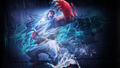 Уличный истребитель x tekken, рю, сердитый, дождь, одежда