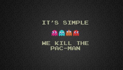 Pacman, quote, characters, background, font