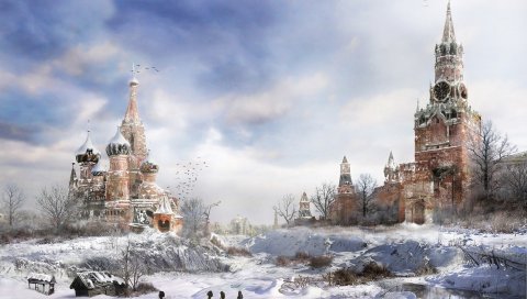 Метро 2033, москва, зима, холод