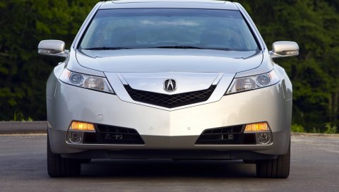 Acura, tl, 2008, серебристый металлик, вид спереди, стиль, автомобили, деревья