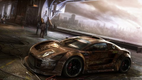 Автостоп апокалипсис, автомобиль, город, небо