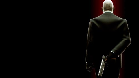 Hitman, штрих-код, лысый, пистолет, агент 47
