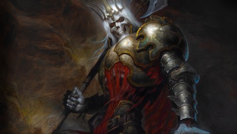 Diablo 3, скелет, характер, череп, седой, доспехи
