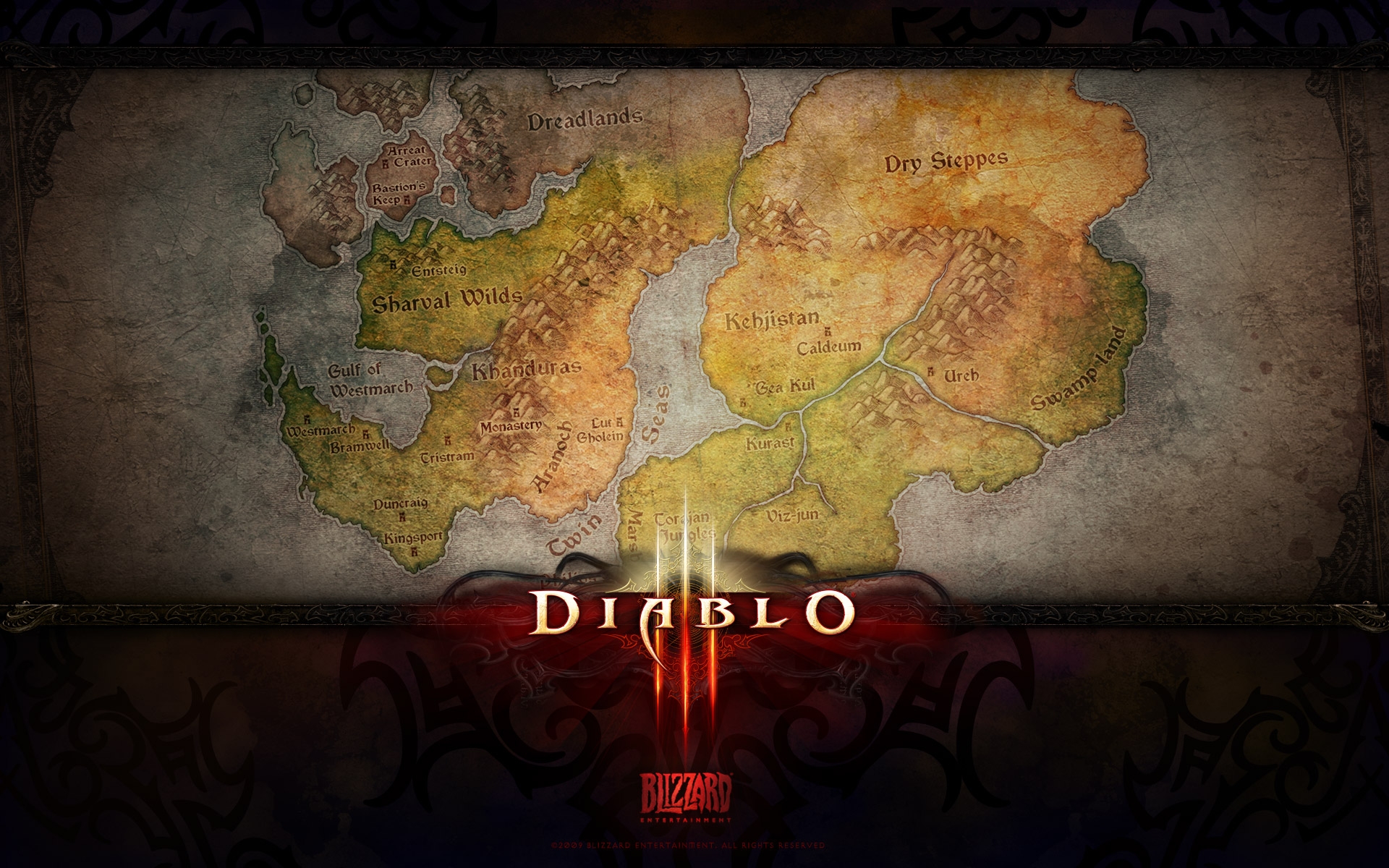 Картинки Diablo 3, карта, название, острова, город фото и обои на рабочий стол