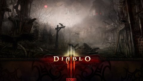 Diablo 3, город, сумерки, луна, название