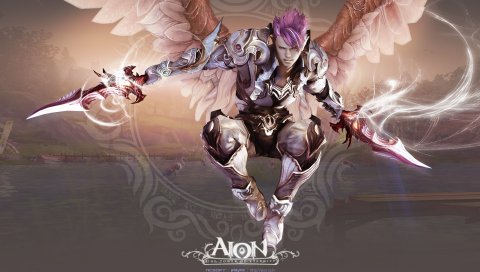 Aion башня вечности, девушка, крылья, платье, персонал
