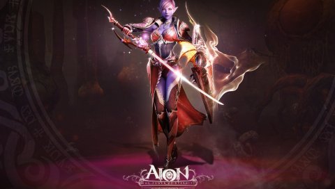 Aion башня вечности, девушка, череп, магия, огонь, монстр