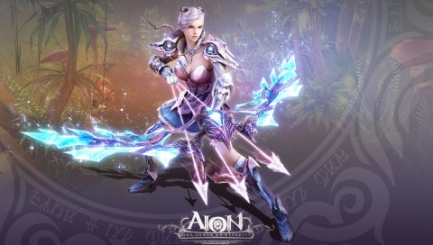 Aion башня вечности, девушка, щит, меч, крылья