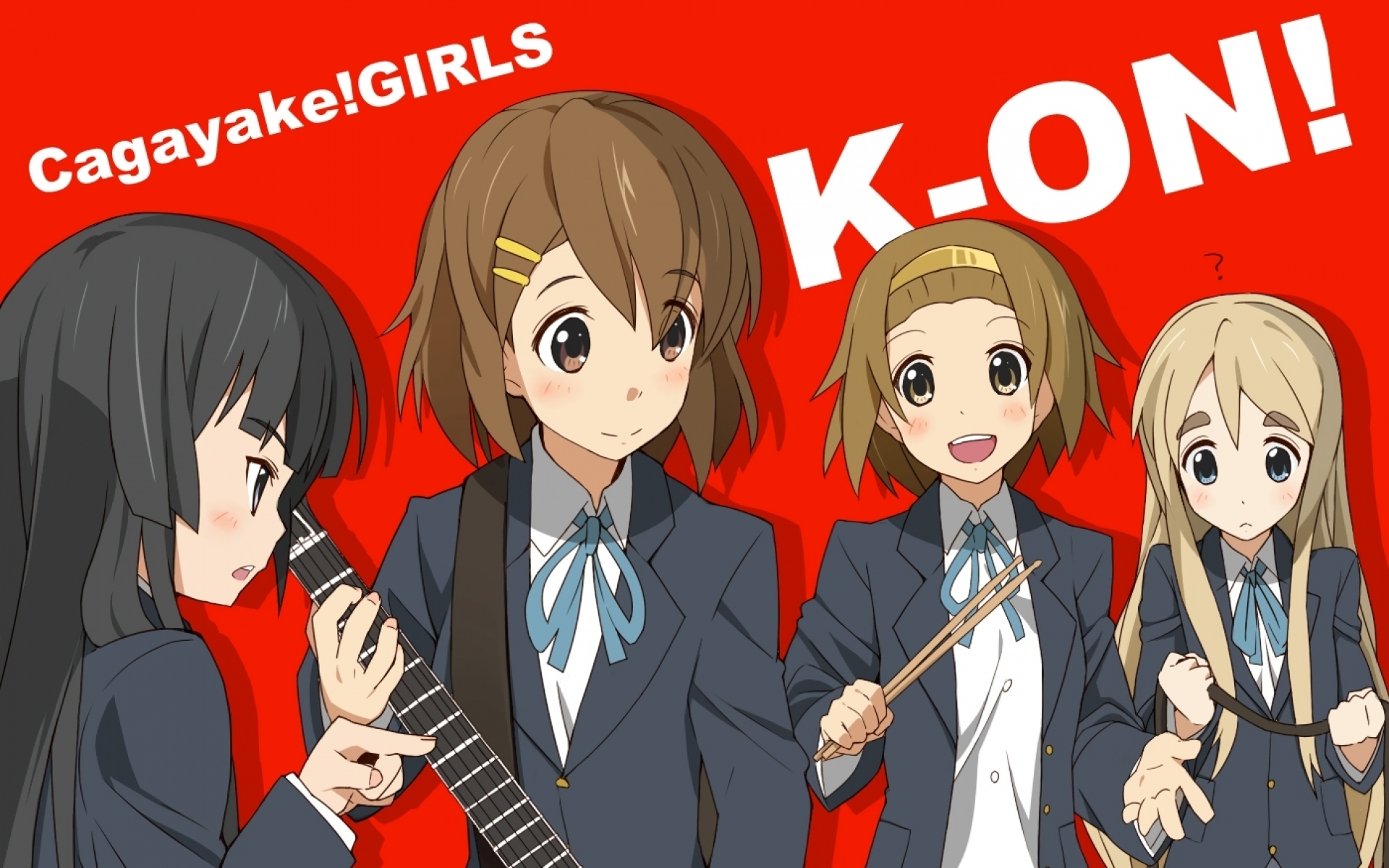Картинки Девушки, k - on, школьницы, гитара, группа, эмоции фото и обои на рабочий стол