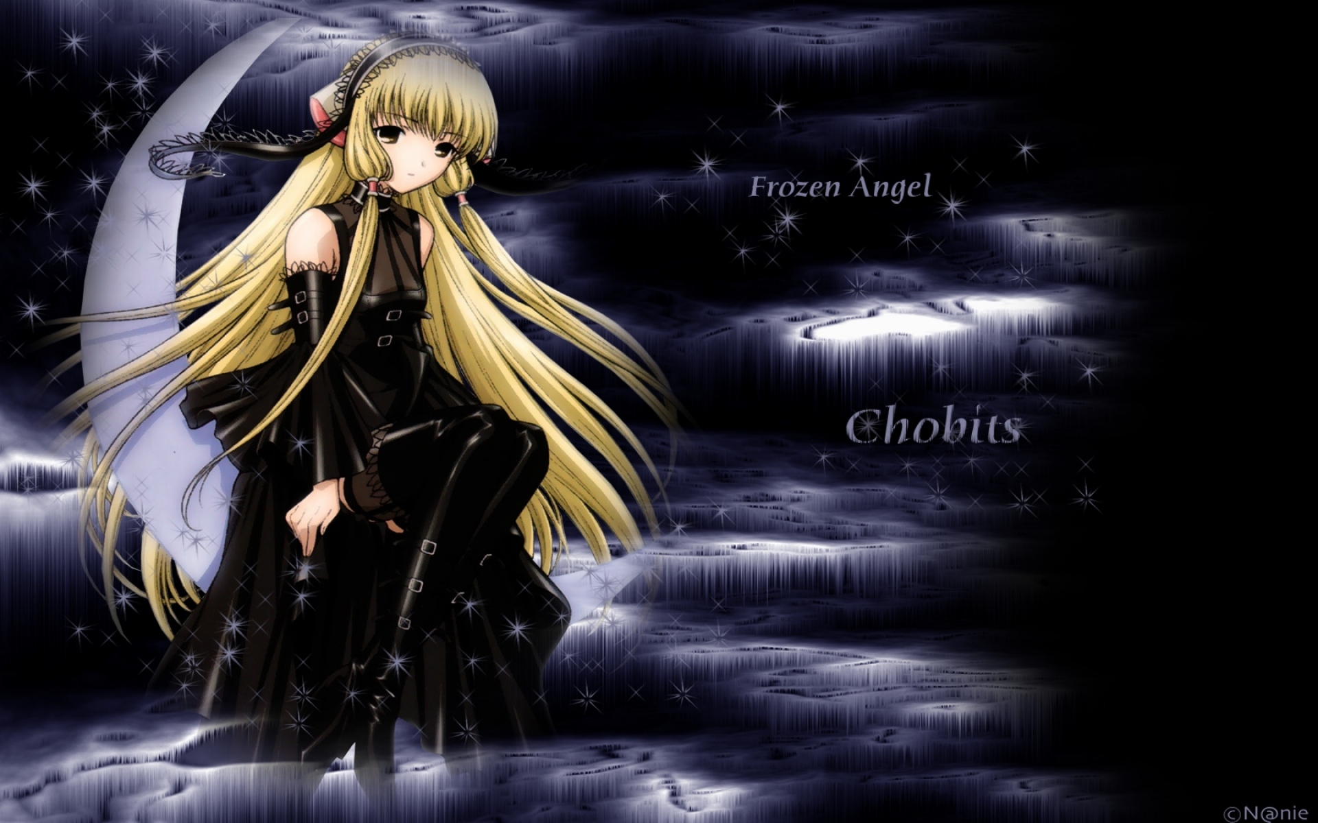 Картинки Девушка, chobits freya, блондинка, луна, звезды, фоны фото и обои на рабочий стол