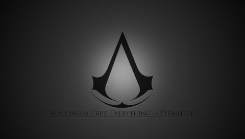 Assassins Creed, эмблема, цитата, фон, серый