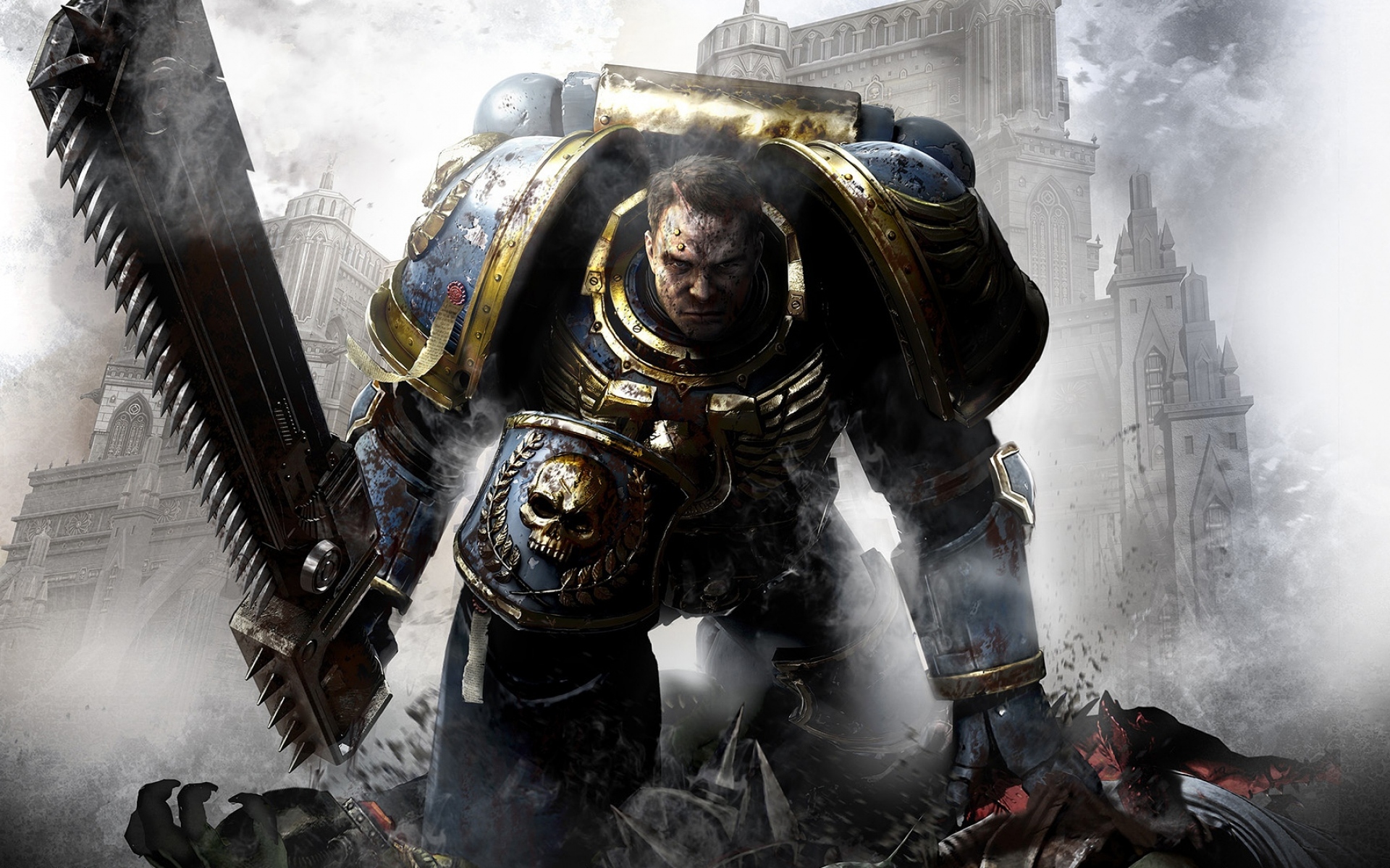 Картинки Warhammer 40000, воин, оружие, дом, боеприпасы фото и обои на рабочий стол