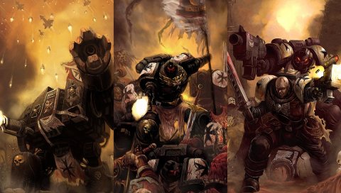 Warhammer 40000, солдаты, флаг, битва