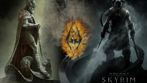 Старший прокручивает skyrim, символ, воин, рука