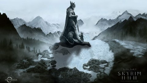 Старшие свитки скайрима, горы, воин, лес