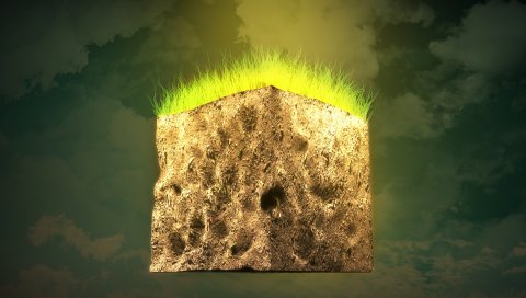 Minecraft, земля, трава, небо, облака