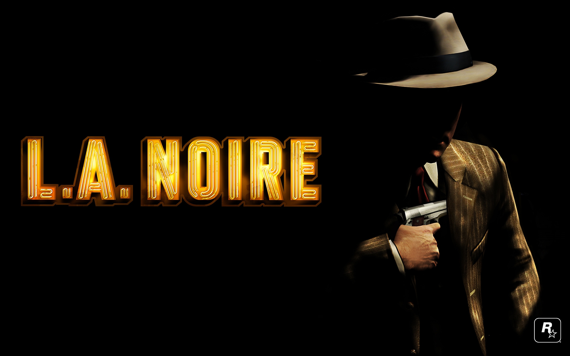 Картинки La noire, мужчина, пистолет, шляпа, костюм фото и обои на рабочий стол