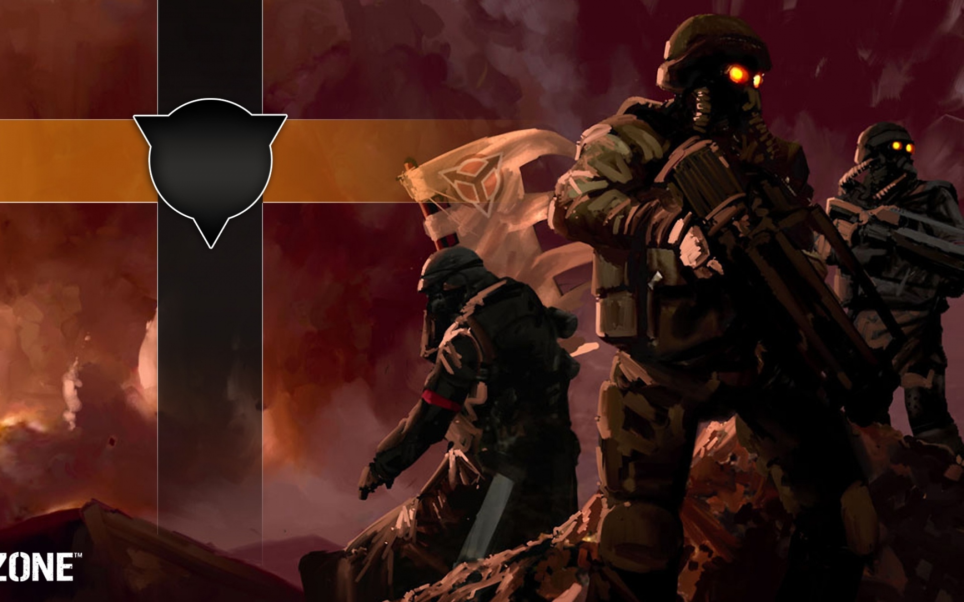 Картинки Killzone, солдаты, флаг, небо, облака фото и обои на рабочий стол