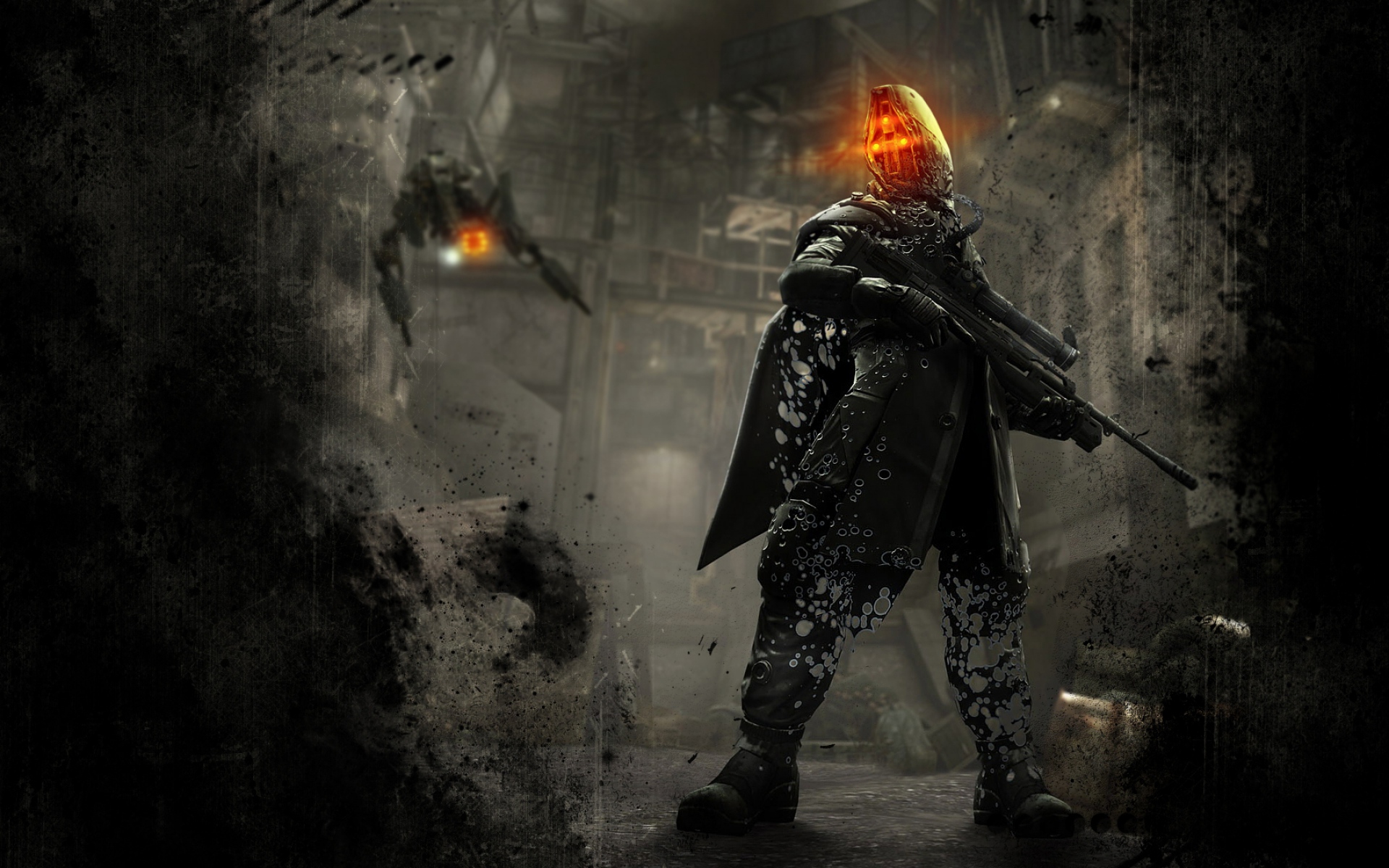Картинки Killzone, персонаж, оружие, шлем, глаза фото и обои на рабочий стол