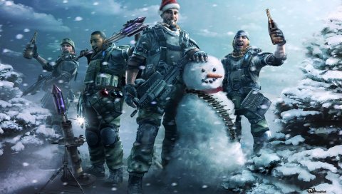 Killzone, снеговик, солдаты, радость, снег