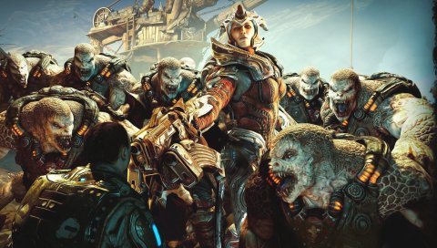 Gears of war, monsters, girl, gun, scream, anya stroud