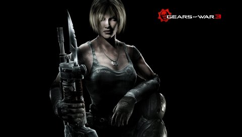 Gears of war 3, girl, gun, look, blonde, anya stroud