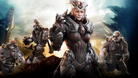 Gears of war, характер, девушка, монстры, небо, anya stroud