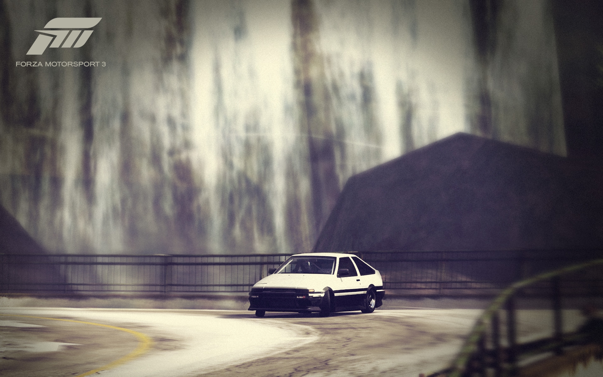 Картинки Forza motorsport, автомобиль, дорога, дрифт, забор фото и обои на рабочий стол