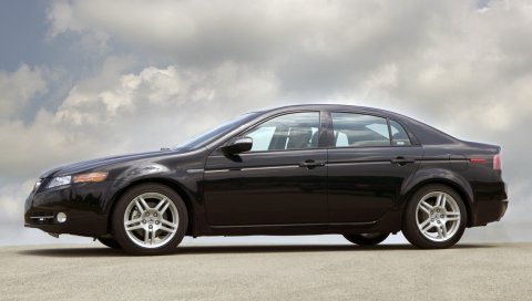Acura, tl, 2007, черный, вид сбоку, стиль, автомобили, облака