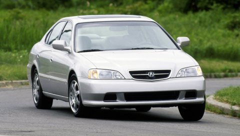 Acura, tl, 1999, металлический белый, вид спереди, стиль, автомобили, деревья, трава, асфальт
