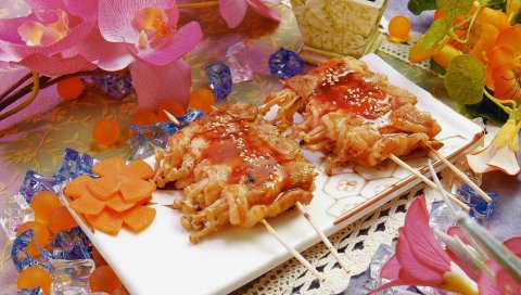 Грибы, морковь, кунжут, укладка, цветы, необычные
