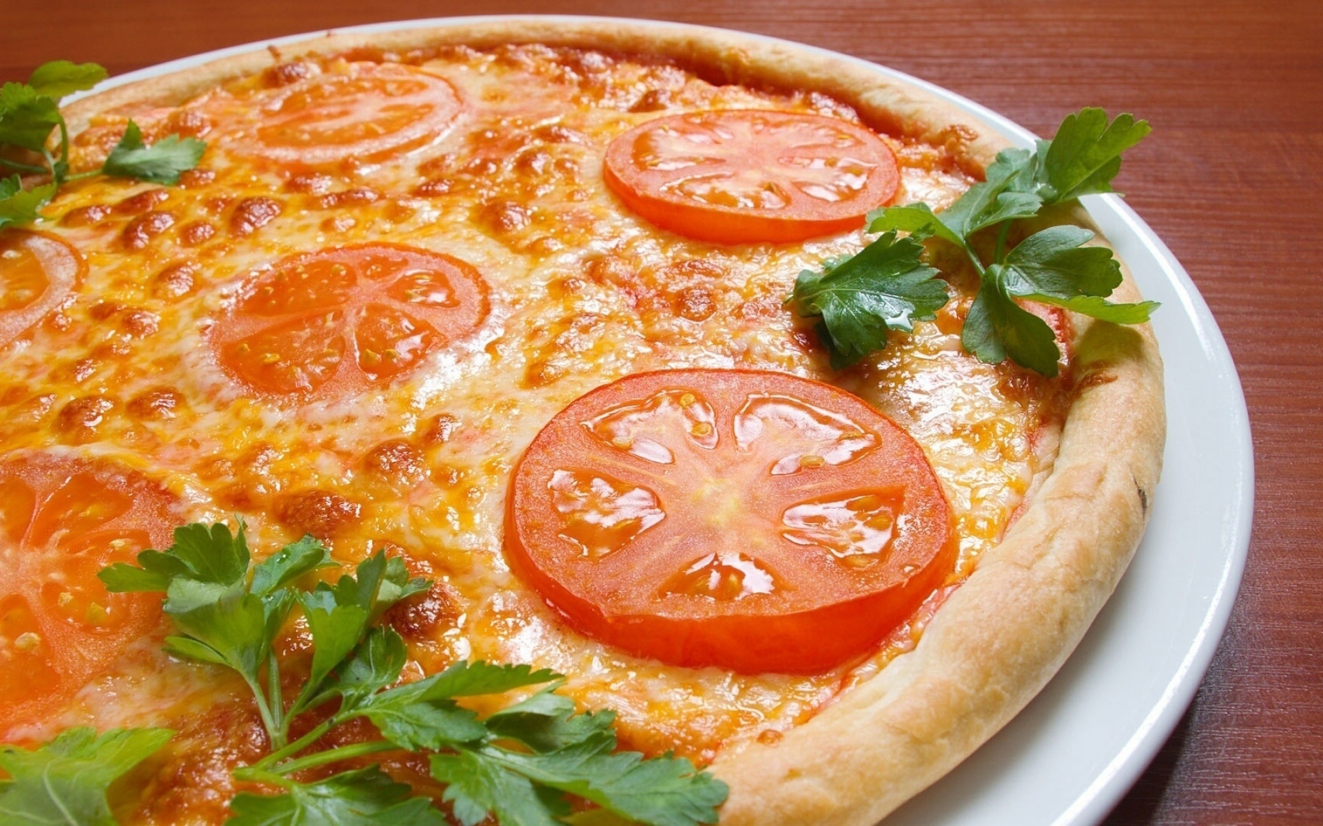 Картинки Пицца, помидор, петрушка, партия фото и обои на рабочий стол