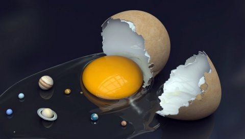 Яйца, ракушка, желток, солнце, планеты