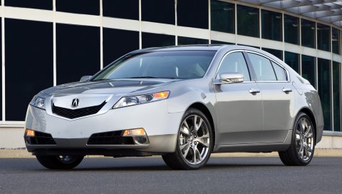 Acura, tl, 2008, серебристый металлик, вид спереди, стиль, автомобили, здания, асфальт