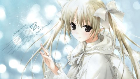 Девушка, yosuga no sora, блондинка, милый, улыбка, жест