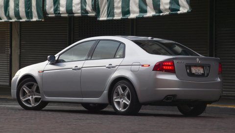 Acura, tl, 2004, серебристый металлик, вид сбоку, стиль, автомобили, улица, асфальт
