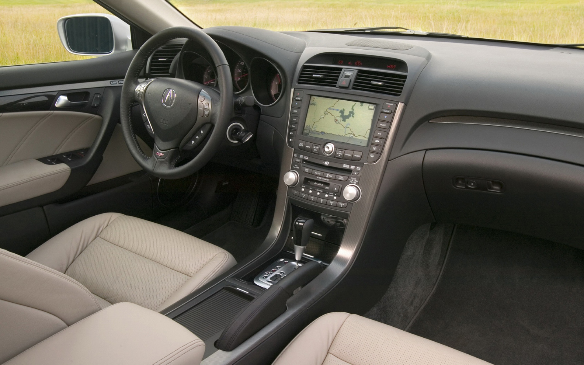 Картинки Acura, tl, 2007, интерьер, салон, руль, спидометр фото и обои на рабочий стол