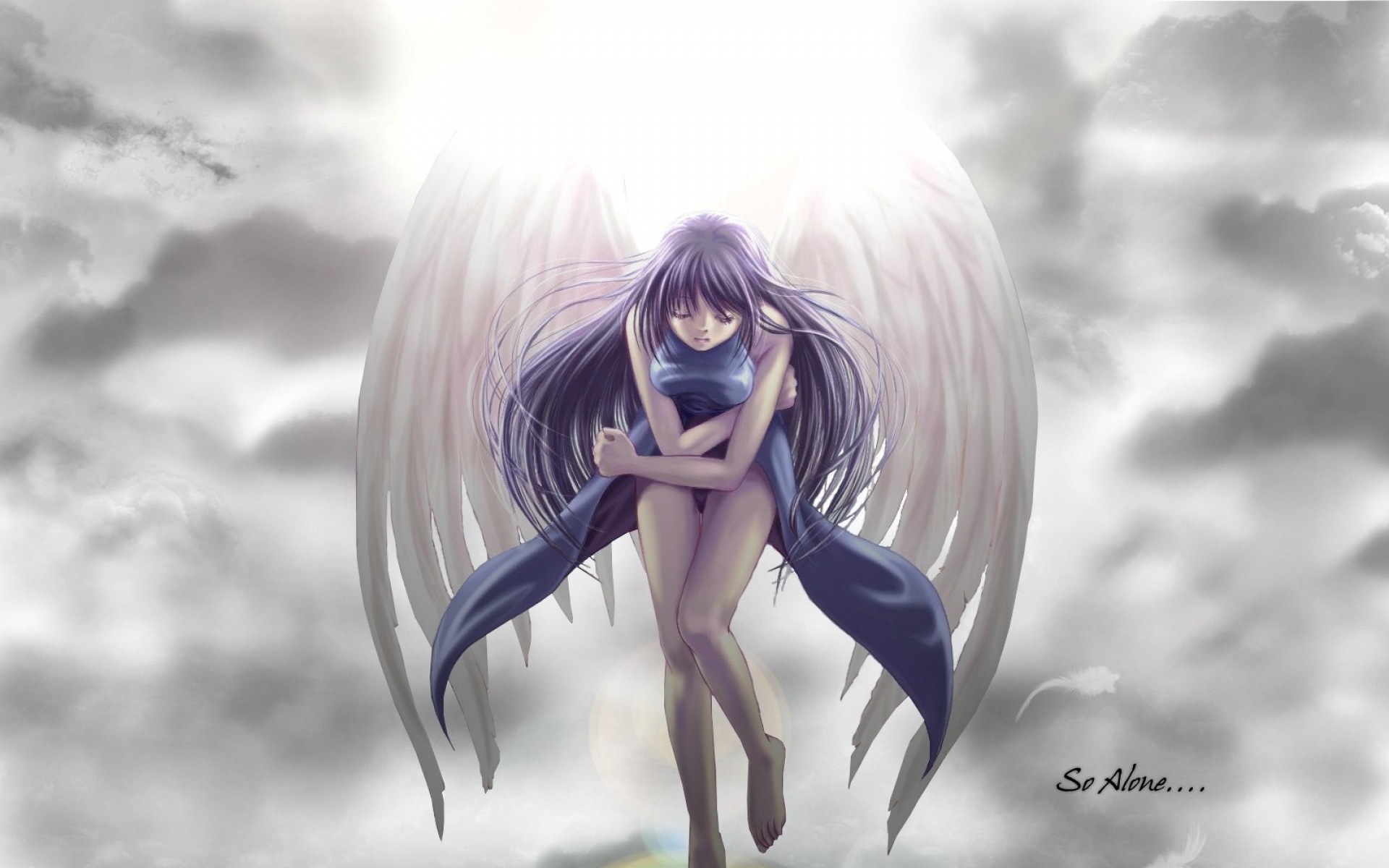 Картинки Девушка, ангел, крылья, одиночество, пространство фото и обои на рабочий стол