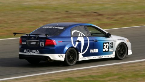 Acura, tl, 2004, синий, вид сбоку, стиль, спорт, автомобили, скорость, трава, асфальт