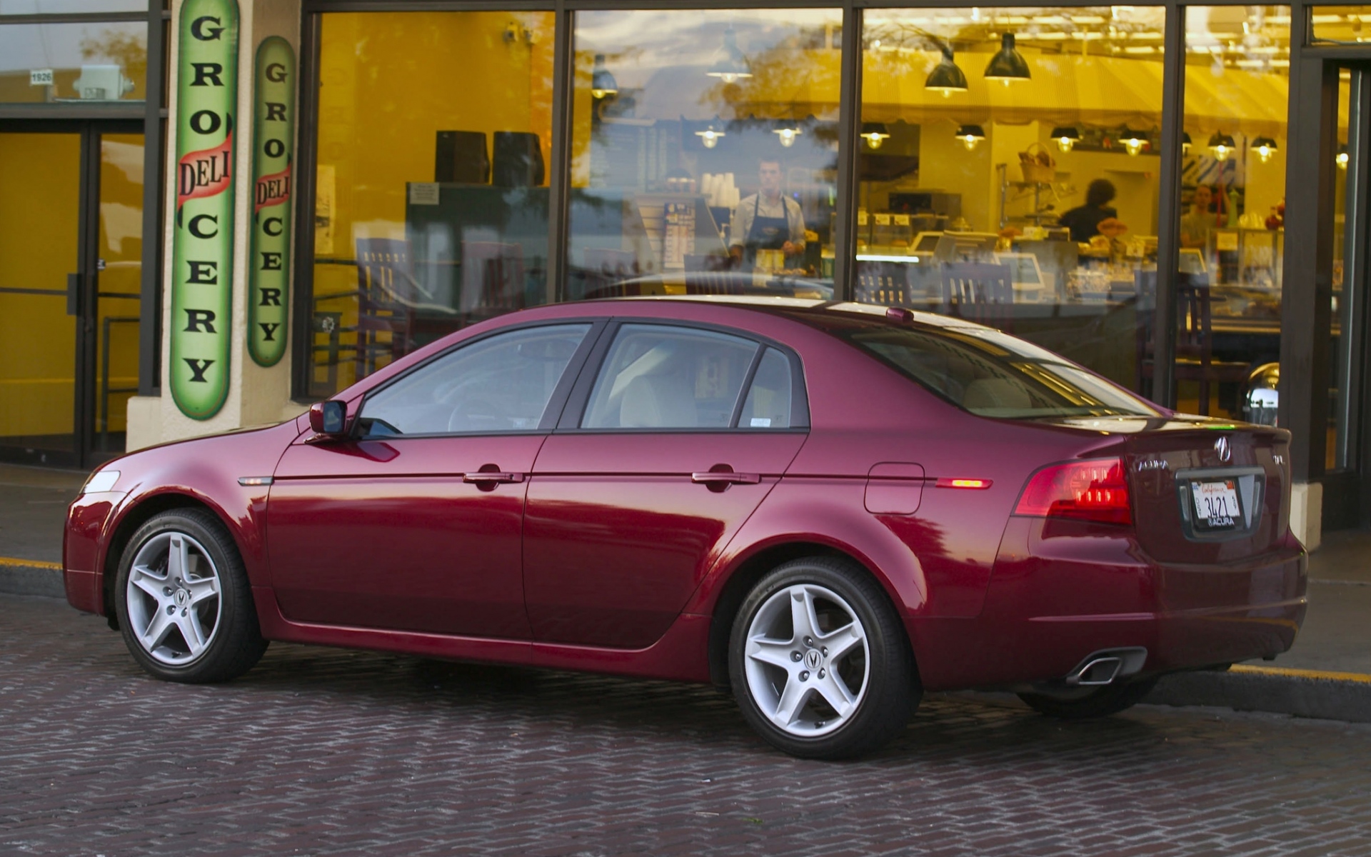 Картинки Acura, tl, 2004, бордовый, вид сбоку, стиль, автомобили, здание, улица фото и обои на рабочий стол