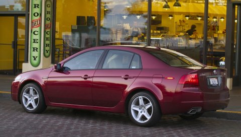 Acura, tl, 2004, бордовый, вид сбоку, стиль, автомобили, здание, улица