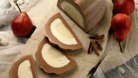 Мороженое, начинка, кусочки, груши