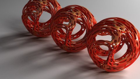 Шары, спираль, нить, красный, космос